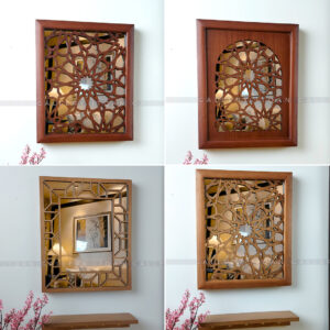 4 موديلات تابلوه ديكور لوحة الكهرباء - مرآة مع إطار خشبي مفرغ